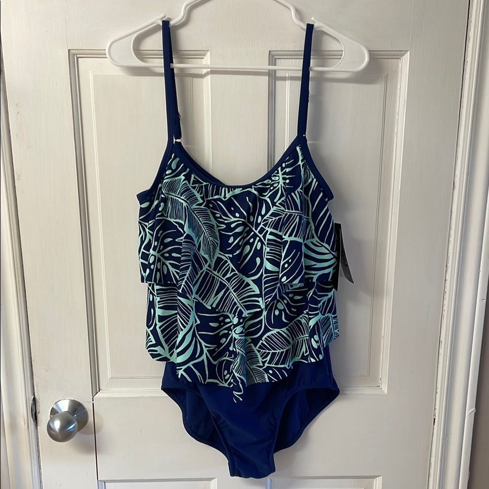 Maxine of Hollywood Leaf a Peel Double tier one piece swimsuit women’s size 14